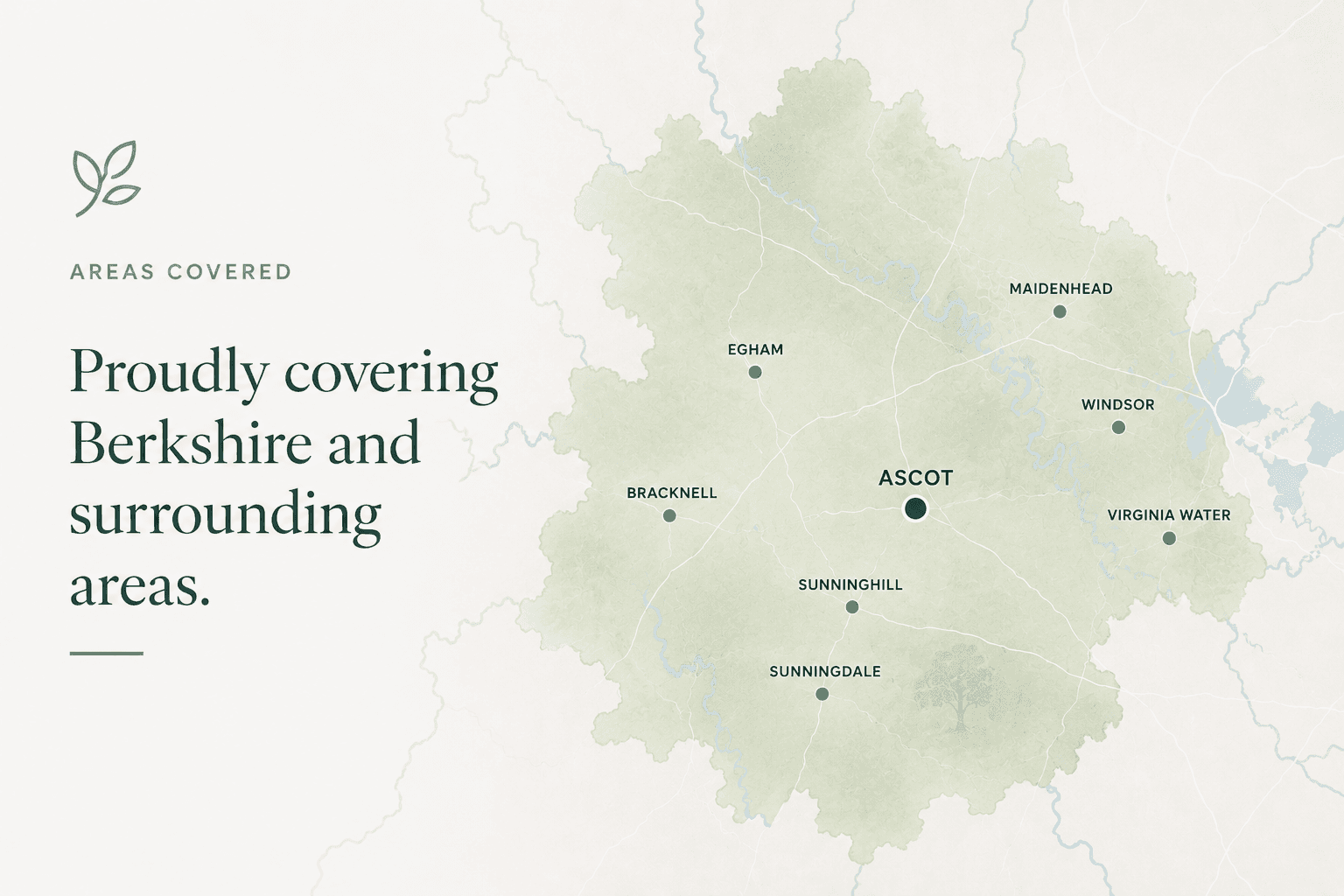 Map of the Berkshire and Surrey areas covered by Berkshire EcoClean